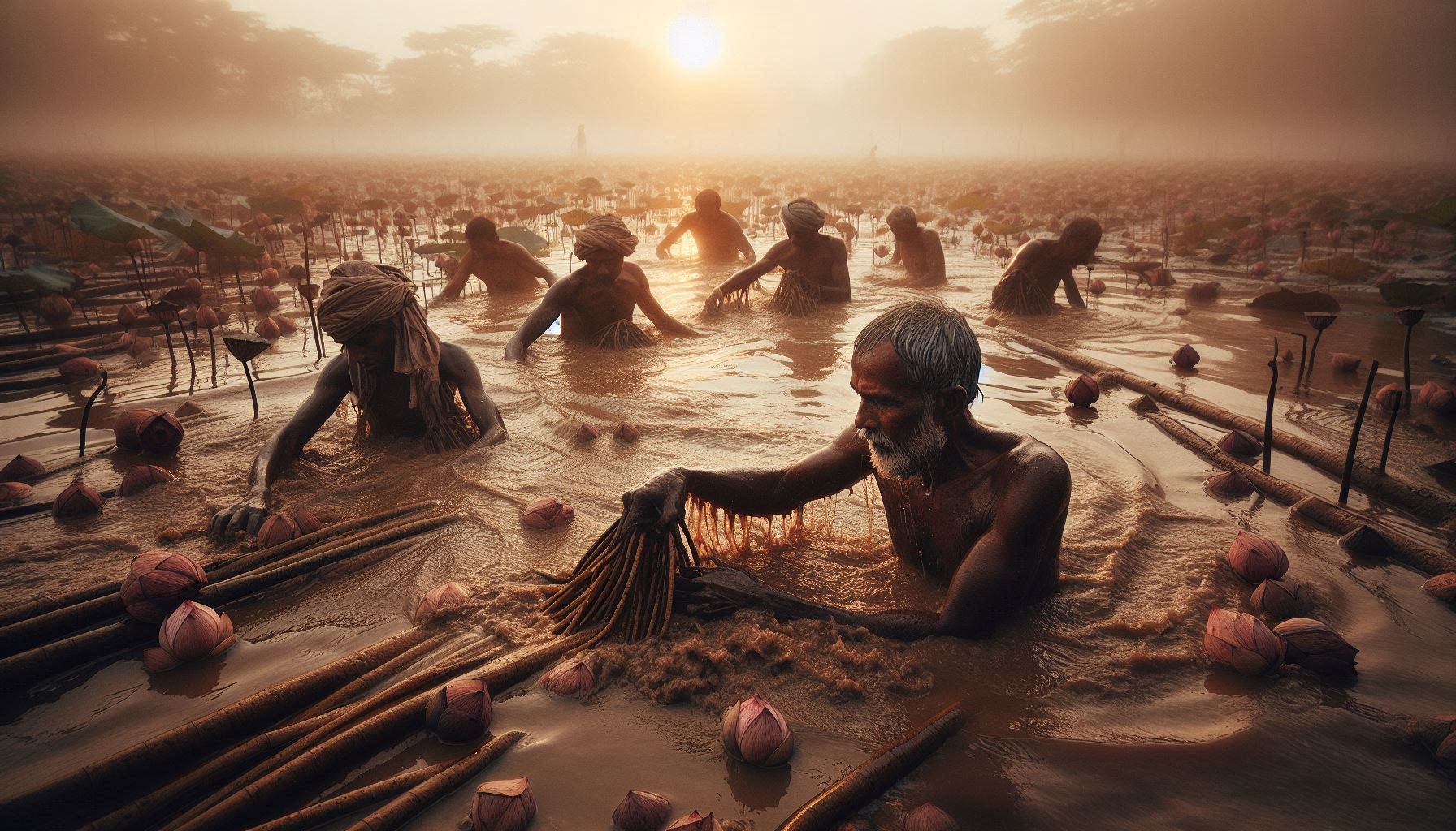 Makhana underwater harvest