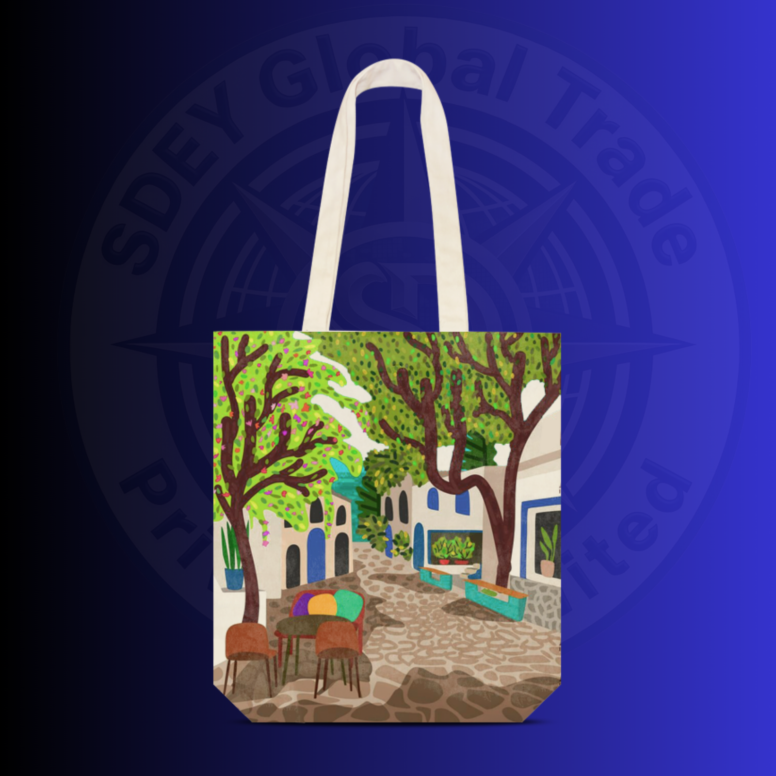 Body Painted Natural Canvas Shoulder Bag