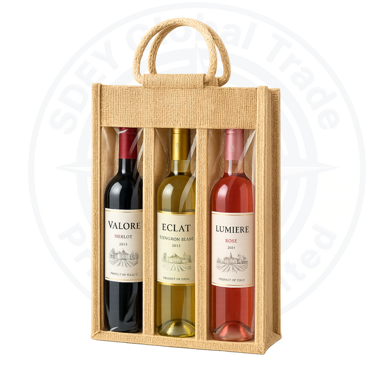 Three Wine Bottle Jute Bag