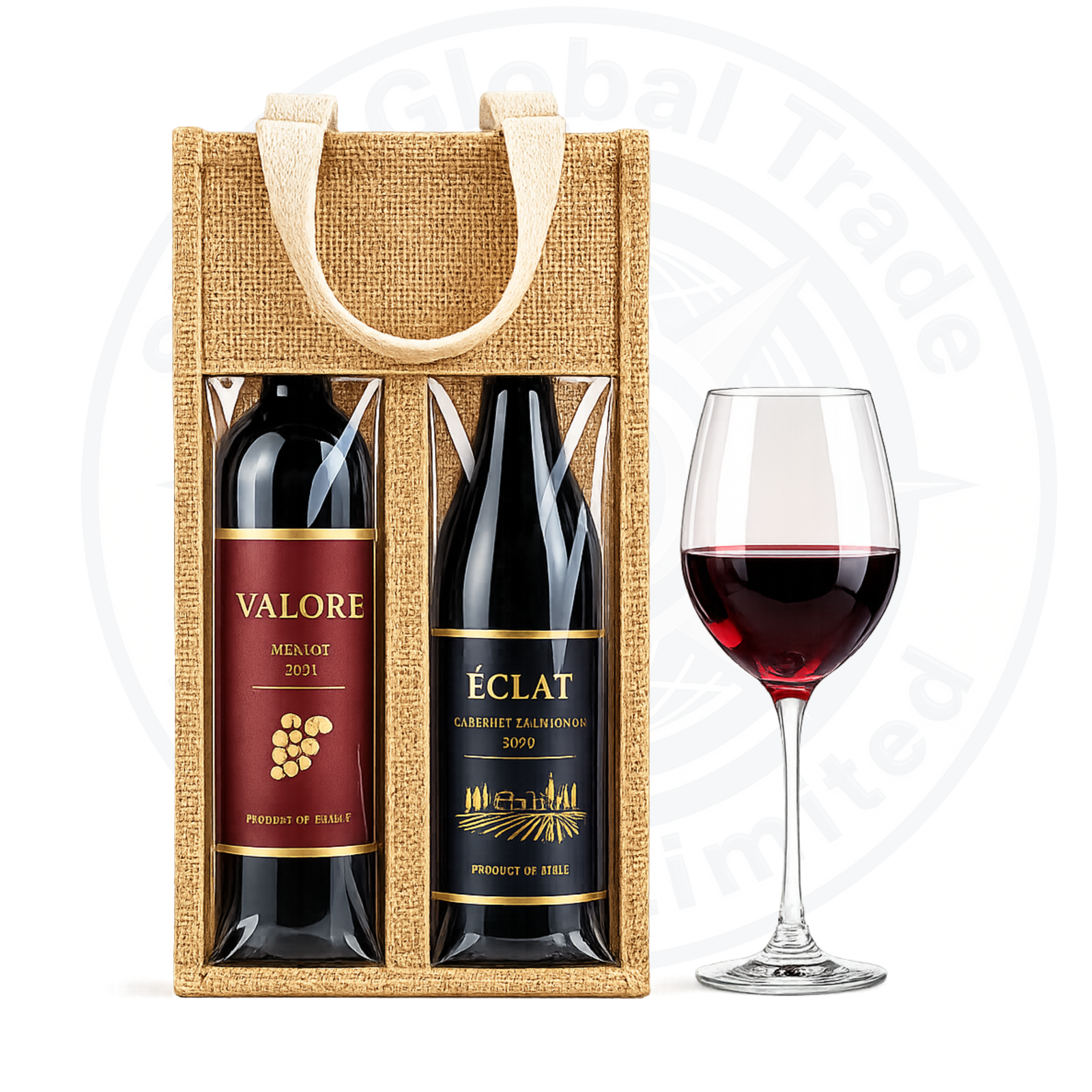 Two Wine Bottle Jute Bag