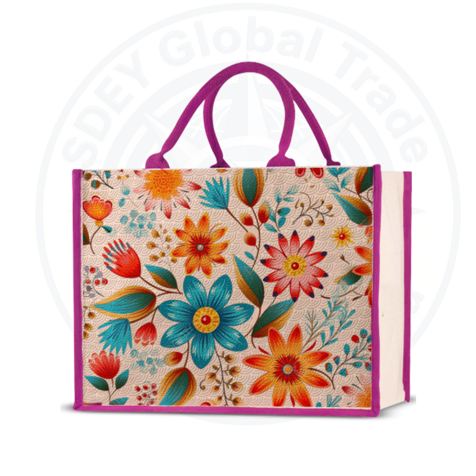 Wide PP Laminated Painted Canvas Bag With Sides